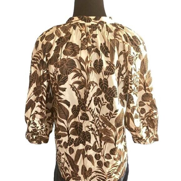 NWT Leaf Motif Travel Blouse by Ann Taylor, Suze XS - Picture 2 of 10